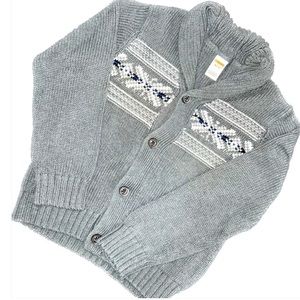 Gymboree Gray Fair Isle Knit Cardigan - Boys M (7-8).